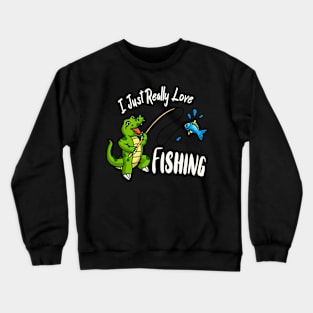 Angler Crocodile Fishing Sport Funny Kids Crewneck Sweatshirt